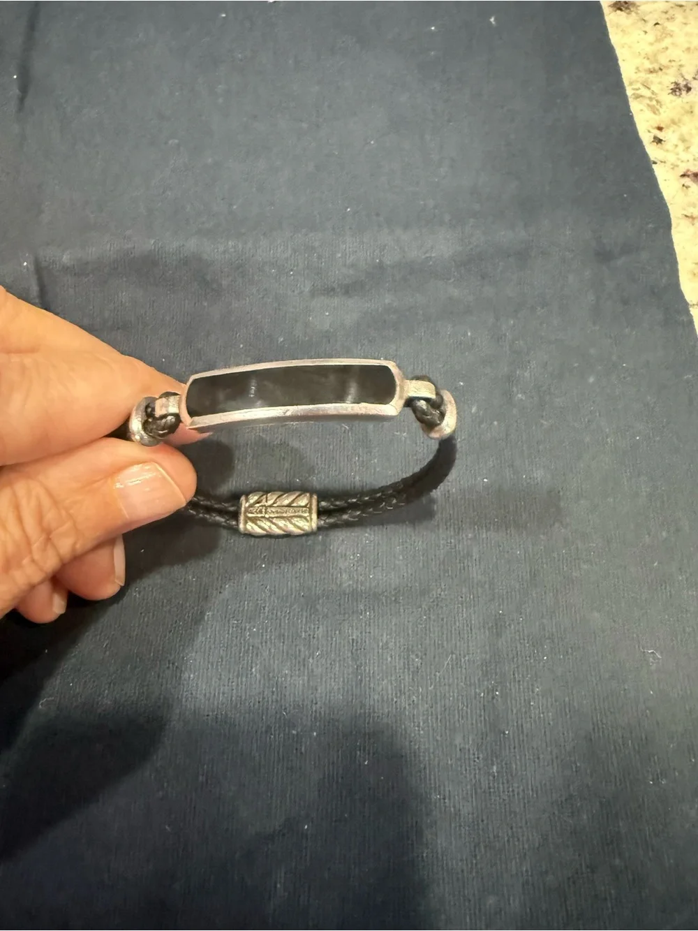 David Yurman Men's Exotic Stone Leather Bracelet Onyx